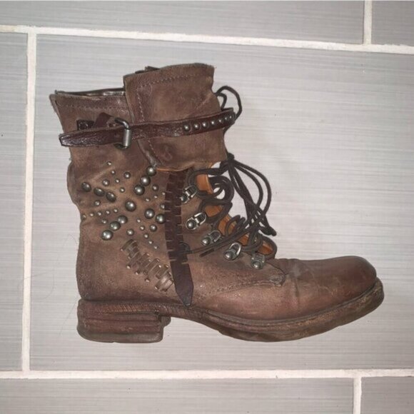 A.S. 98 Brown Studded Leather Boots 36 - Picture 5 of 10